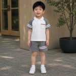 2026 Новый детский костюм с короткими рукавами полосатая девочка мальчик T 桖 Летняя детская одежда корейская детская одежда — изображение 2