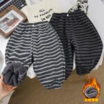 Мальчики, девочки, осенние и зимние брюки, новый детский пух, толстые брюки, женские модные брюки