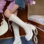 Сапоги с длинными ногами, рыцарские ботинки 2023, новые летние ботинки с толстым днищем, высокие мартины. — изображение 5